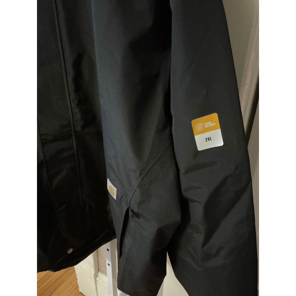 Carhartt Bayou Jacket Mens 2XL Black Storm Defender Waterproof Hooded OJ6434-M - Picture 4 of 16